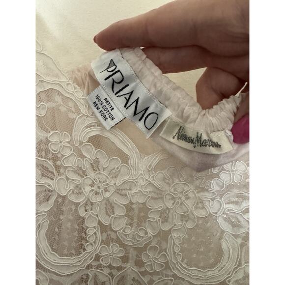 VTG Priamo Women’s Pink Lightweight Long Gown COTTON Size Small Lace 90s Neiman - Picture 5 of 5